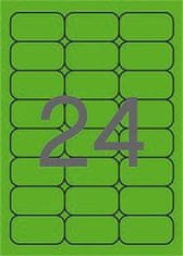 Apli Etikety, zaoblené rohy, fluorescenčná zelená, 64 x 33,9 mm, 480 ks/bal., 02873