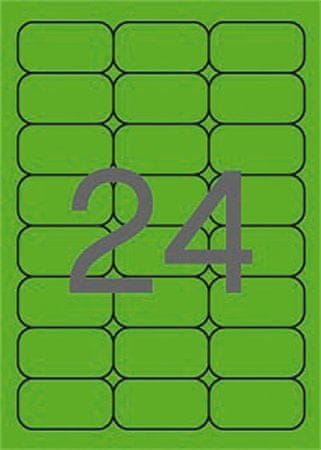 Apli Etikety, zaoblené rohy, fluorescenčná zelená, 64 x 33,9 mm, 480 ks/bal., 02873