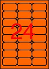 Apli Etikety, zaoblené rohy, fluorescenčná oranžová, 64 x 33,9 mm, 480 ks/bal., 02871