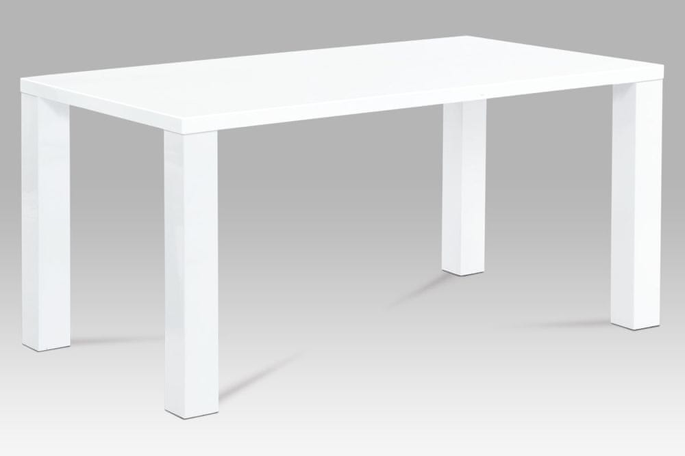 Autronic jedálenský stôl 160x90x76 cm, vysoký lesk biely AT-3008 WT
