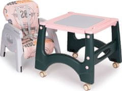 EcoToys Jedálenská stolička 2v1 ružovo-sivá