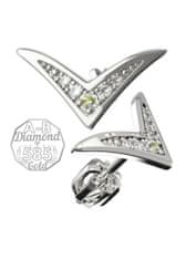 A-B A-B Náušnice Victory s českým vltavínom a diamantmi v bielom zlate jw-AUVD2122W biele zlato 585/14K