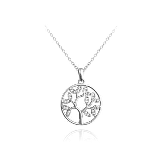 MINET Strieborný náhrdelník TREE OF LIFE s bielymi zirkónmi