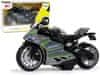 Športový motocykel sivé zelené pruhy 1:12 zadné zvukové svetlá