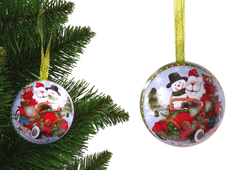 Lean-toys Kovový vianočný stromček Dekoratívna kovová bomba Santa so snehuliakom zelená