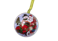 Lean-toys Kovový vianočný stromček Dekoratívna kovová bomba Santa so snehuliakom zelená