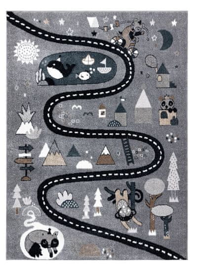 Dywany Łuszczów Detský kusový koberec Fun Route Street animals grey