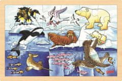 Goki Drevené puzzle Arktické zvieratá 24 dielikov