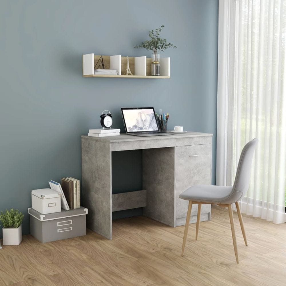 Petromila vidaXL Písací stôl, betónovo sivý 100x50x76 cm, drevotrieska
