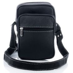 Abruzzo Čierna kožená pánska taška cez rameno