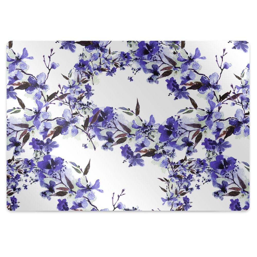 kobercomat.sk Podložka pod kancelársku stoličku modré kvety 140x100 cm 15 cm 