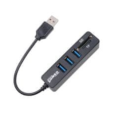 Northix Mini USB 2.0 čítačka pamäťových kariet + USB hub, čierna 