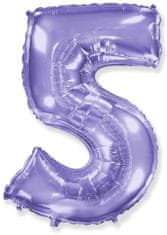 Fóliový balónik číslica 5 - fialový - lila - 102 cm