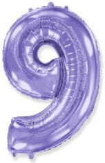 Fóliový balónik číslica 9 - fialový - lila - 102 cm