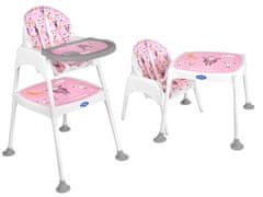 Ikonka Stolička na kŕmenie stolička stolička 3v1 ružová