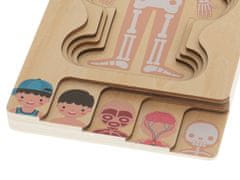 WOWO Vrstvené Drevené Puzzle Tela - Montessori Vzdelávacia Hračka pre Chlapcov