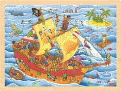 Goki Drevené puzzle Piráti 96 dielikov 