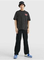 Tommy Jeans Čierne pánske pruhované oversize tričko Tommy Jeans M