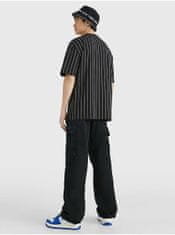 Tommy Jeans Čierne pánske pruhované oversize tričko Tommy Jeans M