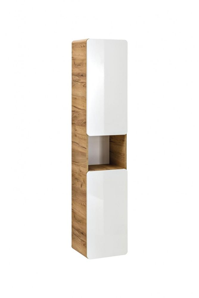 COMAD Kúpeľňová závesná skrinka vysoká Aruba 800 2D dub craft zlatý/biely lesk
