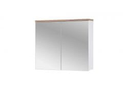 COMAD Závesná kúpeľňová skrinka so zrkadlom Bali 841 2D biela/dub votan