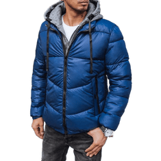 Dstreet Pánska zimná bunda prešívaná s kapucňou svetlo modrá HEAVY tx3827 XXL