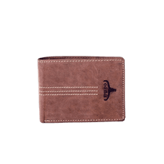 BUFFALO Hnedá kožená peňaženka s emblémom a prešívaním CE-PR-N992-H-3.87_281623 Univerzálne