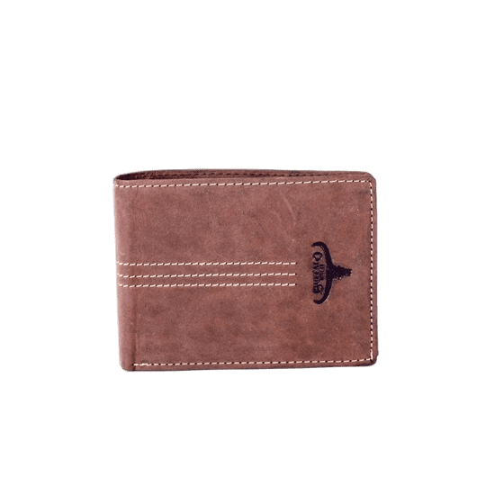 BUFFALO Hnedá kožená peňaženka s emblémom a prešívaním CE-PR-N992-H-3.87_281623 Univerzalne