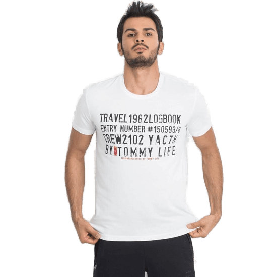 TOMMYLIFE Biele pánske tričko TOMMY LIFE 298-TS-TL-87282.05X_327379 S
