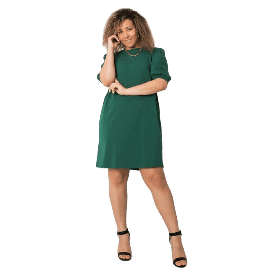 BASIC FEEL GOOD Dámske jednoduché plus size šaty JASMINE tmavo zelené RV-SK-6319.65_362646 XL