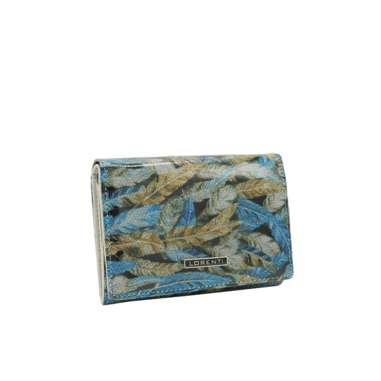 Lorenti Dámska peňaženka z pravej kože so vzorom PUFFI zelená 445-HYM_386802 Univerzalne