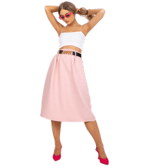 ITALY MODA Dámska midi trapézová sukňa s vreckami DAINA svetlo ružová DHJ-SD-13169.58P_386090 Univerzálne