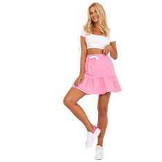 FANCY Dámska sukňa s volánikovým lemom mini tepláková MARLA ružová FA-SD-7957.47_388547 S-M