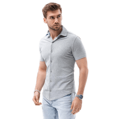 OMBRE Pánska košeľa s krátkym rukávom HAMUEL šedá MDN15017 XXL