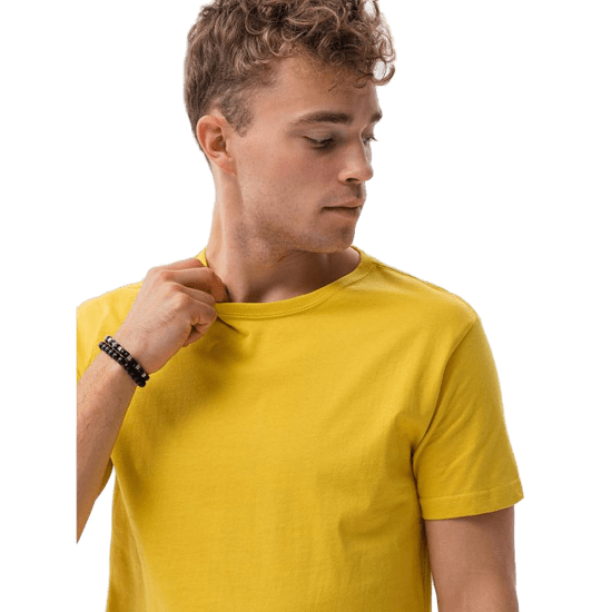 OMBRE Jednofarebné pánske tričko HARRIE žlté MDN19629 S