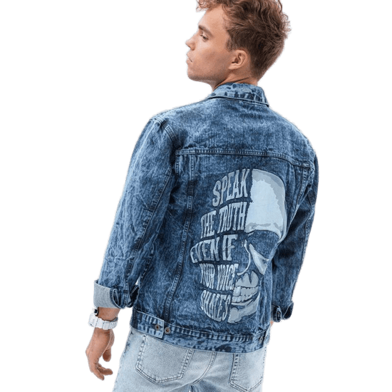 OMBRE Pánska bunda jeansová DALLAS indigo MDN23933 S