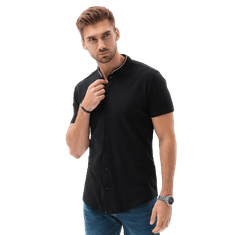 OMBRE Pánska košeľa s krátkym rukávom GIDEON čierna MDN120115 S