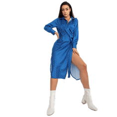 Factoryprice Dámske šaty z imitácie saténu pruhované košeľové midi ADA tmavo modré EM-SK-TLL3734.97_390436 onesize