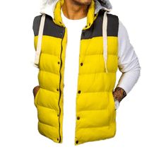 Dstreet Pánska vesta s kapucňou CRISS žltá tx4321 L
