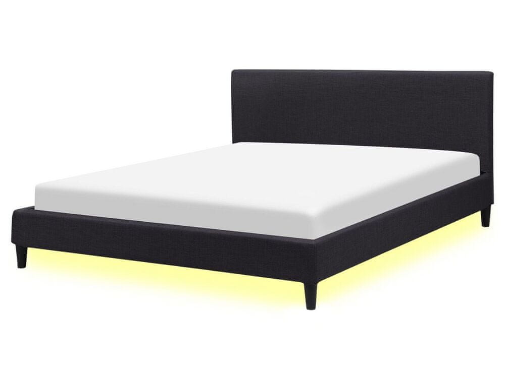 Beliani Čalúnená posteľ s LED osvetlením 160 x 200 cm čierna FITOU