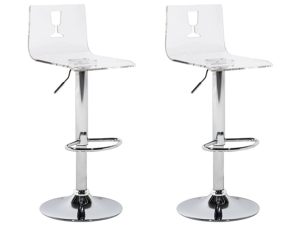 Beliani Sada dvoch barových stoličiek priehľadný biely plast BUSAN