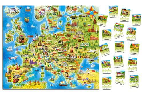 Castorland Puzzle Mapa Európy 180 dielov + 32 náučných dielov