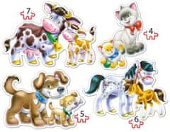 Castorland Puzzle 4v1 Zvieratá s deťmi 22 dielikov