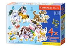 Castorland Puzzle 4v1 Zvieratá s deťmi 22 dielikov