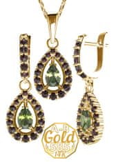 A-B A-B Súprava šperkov Andromeda s vltavínom a granátmi zo žltého zlata 200000109 žlté zlato 585/14K