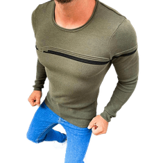 Dstreet Pánsky sveter v khaki farbe wx1627 S