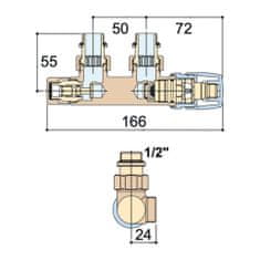 CORDIVARI Cordivari - Pripojovací ventil, centrálny prípoj 50 mm, meď, pravý, biela 5991990311186