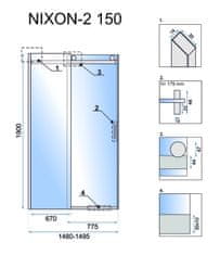 REA Sprchové dvere Nixon-2 150 transparentné, varianta levá