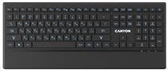 Canyon podsvietená pogumovaná USB klávesnica, tenká, multimediálna, RU layout/Cyrilice, čierna