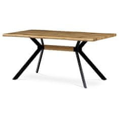 Autronic Moderný jedálenský stôl Jídelní stůl, 160x90x76 cm, MDF deska, 3D dekor divoký dub, kov, černý lak (HT-863 OAK)